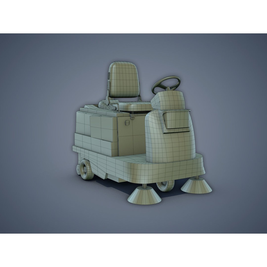 Electric Sweeping Car 3D Model – Low Poly Game Asset, FBX, PBR - View 16