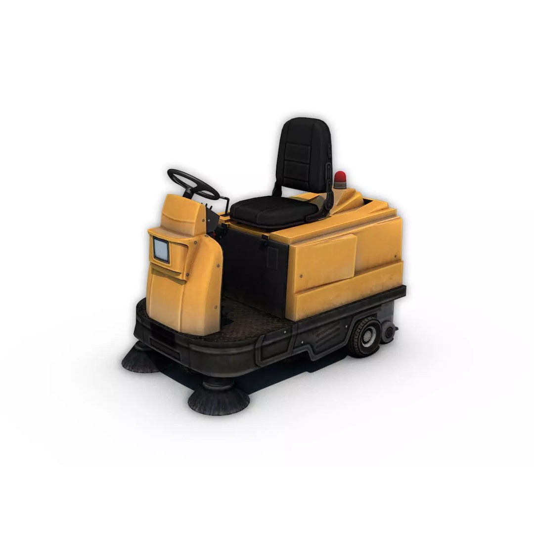 Electric Sweeping Car 3D Model – Low Poly Game Asset, FBX, PBR - View 2