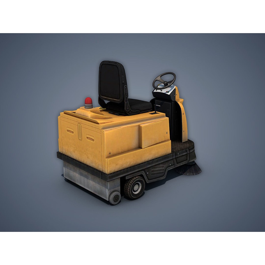 Electric Sweeping Car 3D Model – Low Poly Game Asset, FBX, PBR - View 3
