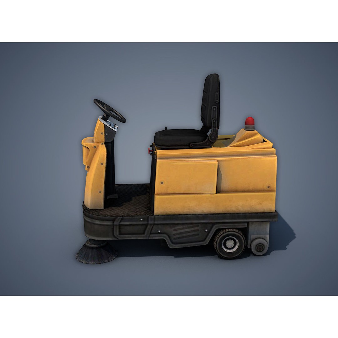 Electric Sweeping Car 3D Model – Low Poly Game Asset, FBX, PBR - View 4