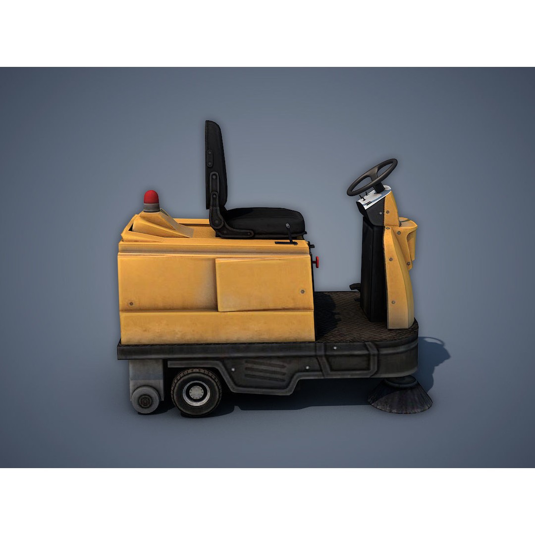 Electric Sweeping Car 3D Model – Low Poly Game Asset, FBX, PBR - View 5