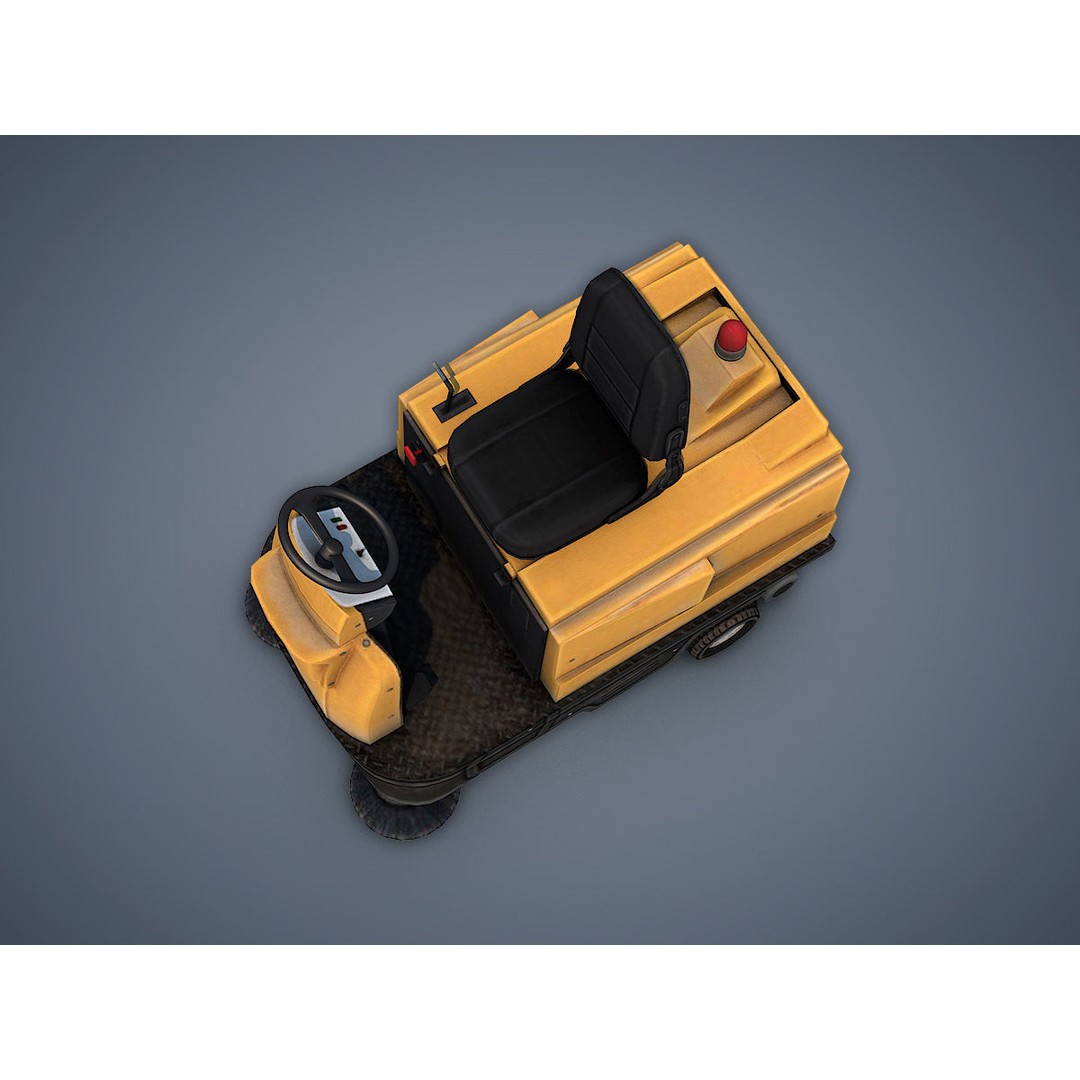 Electric Sweeping Car 3D Model – Low Poly Game Asset, FBX, PBR - View 6