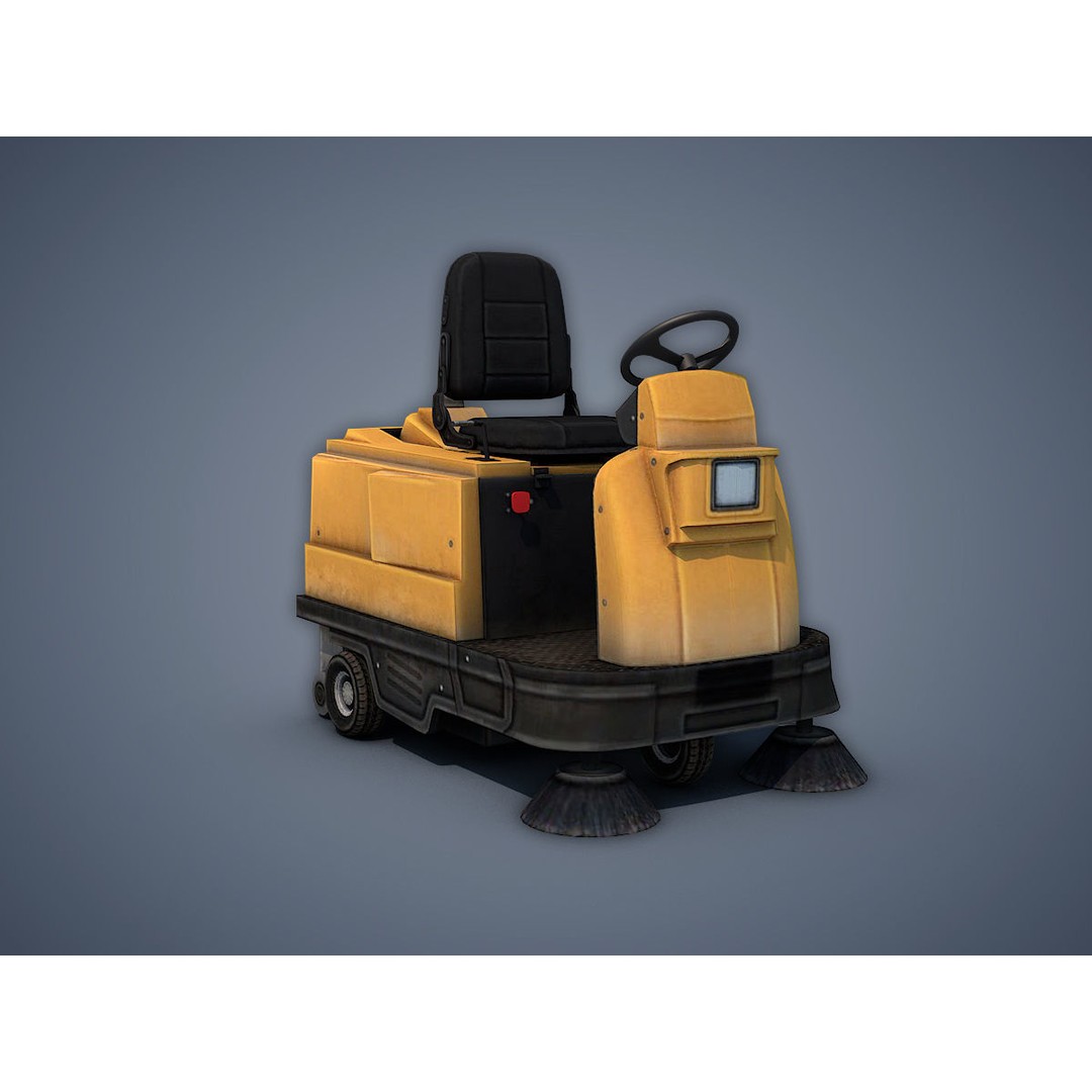 Electric Sweeping Car 3D Model – Low Poly Game Asset, FBX, PBR - View 8
