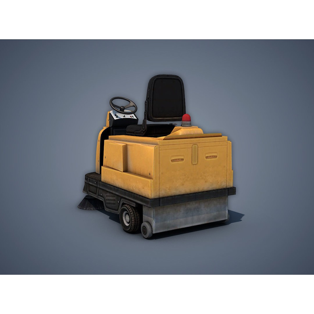 Electric Sweeping Car 3D Model – Low Poly Game Asset, FBX, PBR - View 9