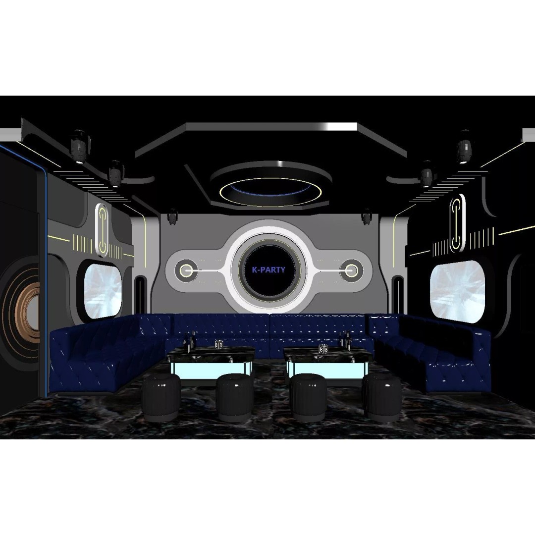 KTV Room 3D Model – Low Poly Cyberpunk Nightclub Design, FBX