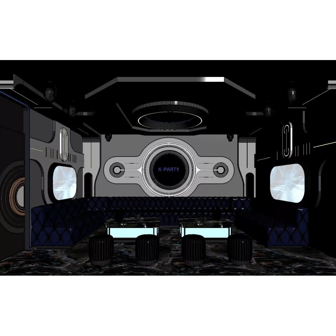 KTV Room 3D Model – Low Poly Cyberpunk Nightclub Design, FBX - View 7
