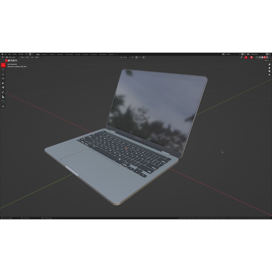 2021 MacBook Pro 3D Model – Low Poly Game Asset, FBX, PBR Textures - View 14