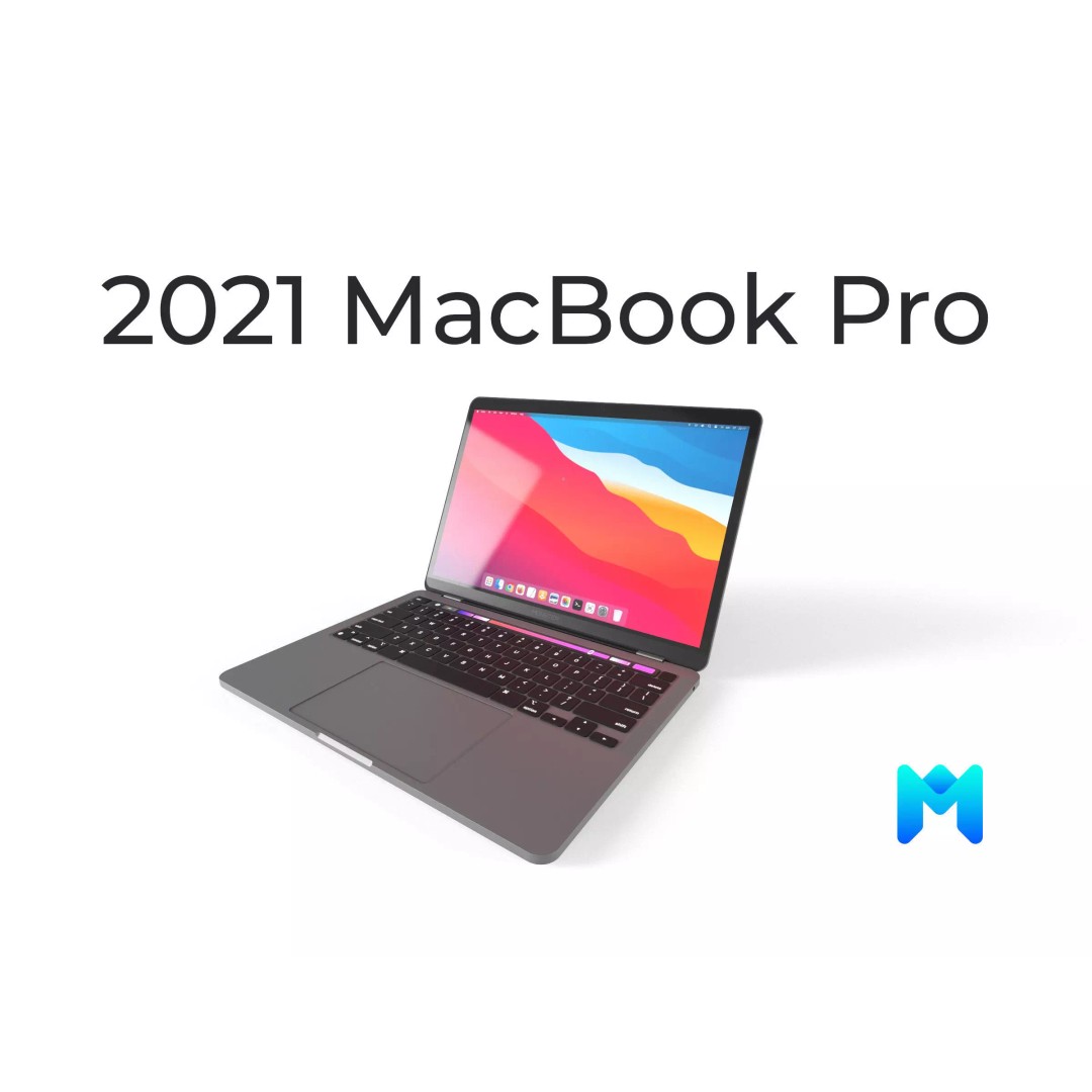 2021 MacBook Pro 3D Model – Low Poly Game Asset, FBX, PBR Textures - View 2