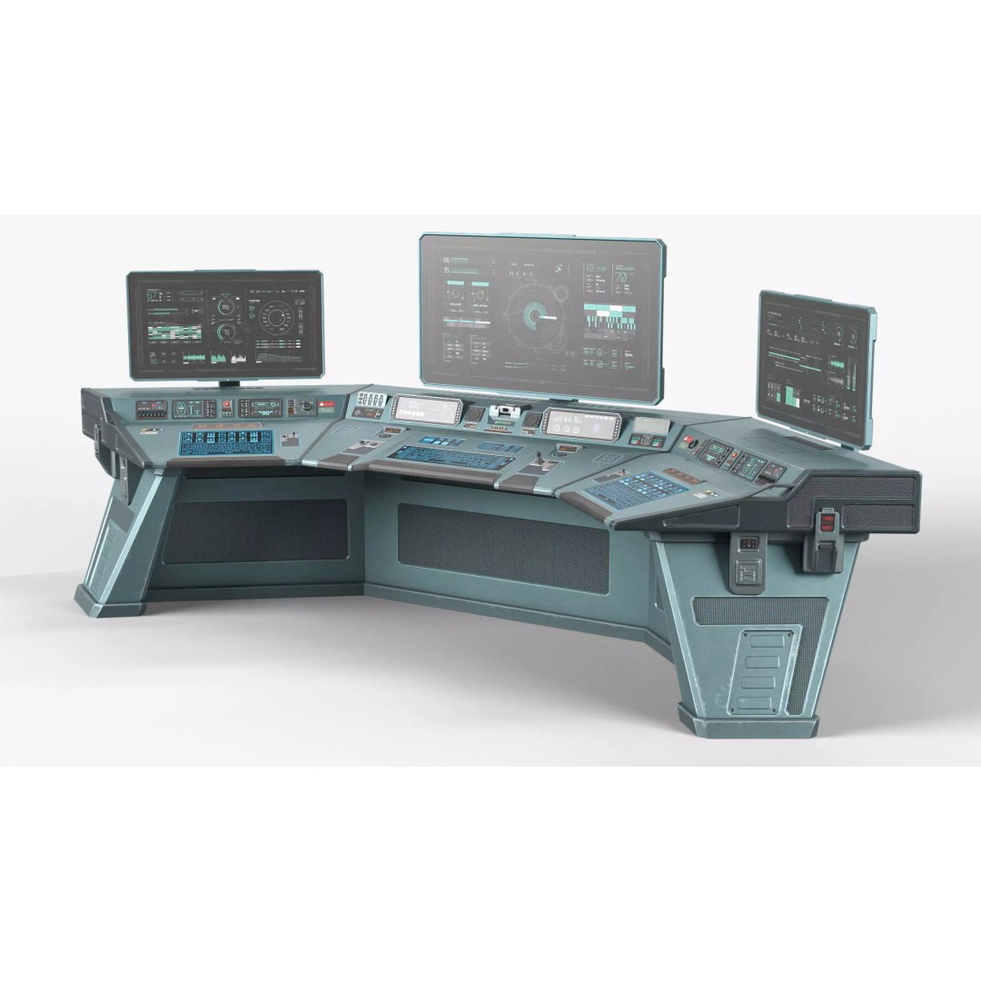 Sci-Fi Control Console 3D Model – Low Poly Command Desk, Game Ready - View 2