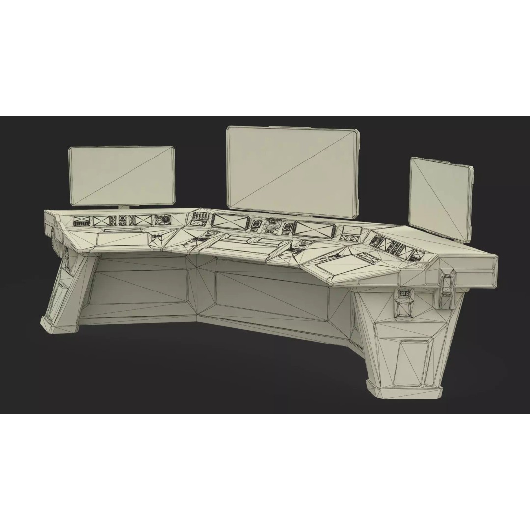 Sci-Fi Control Console 3D Model – Low Poly Command Desk, Game Ready - View 24