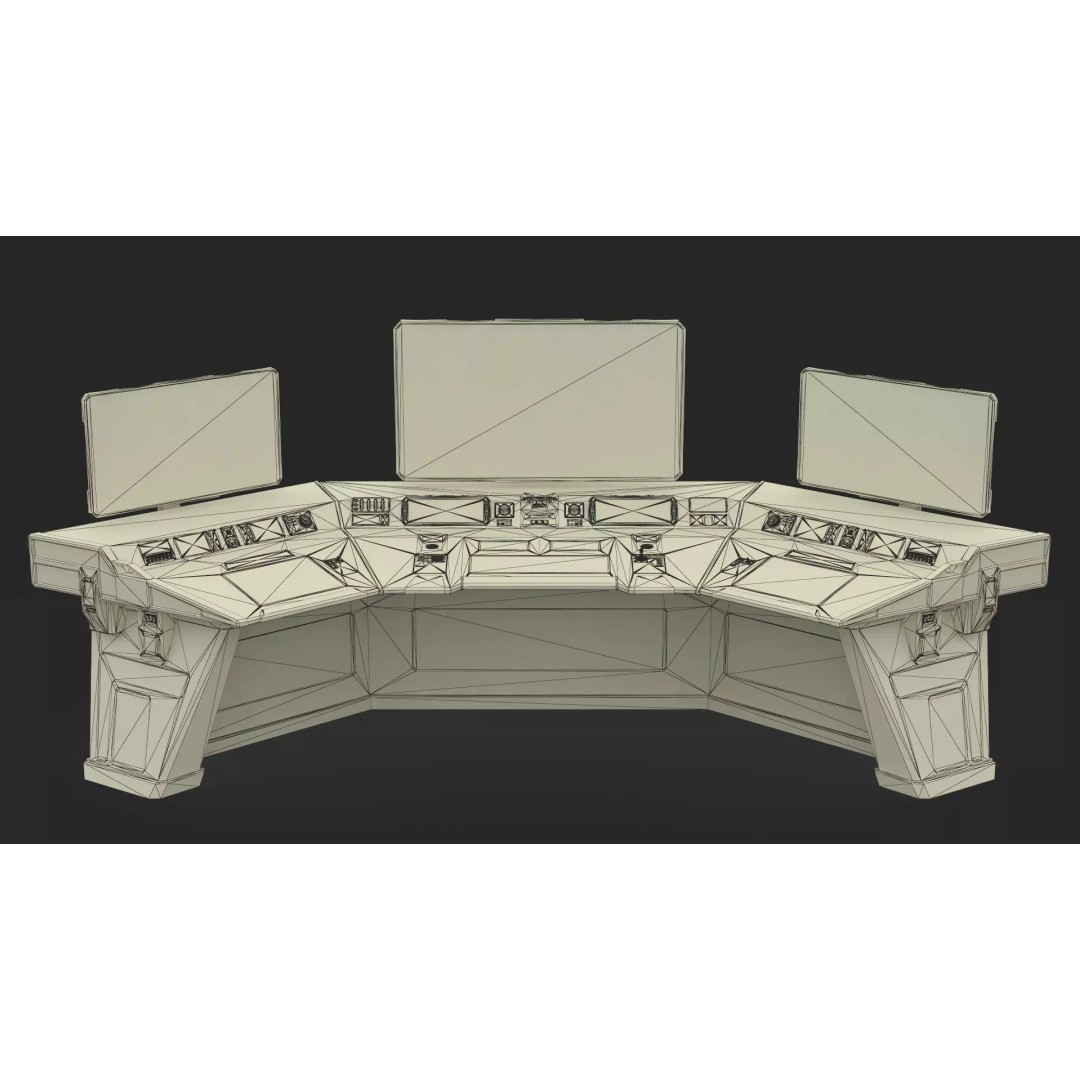 Sci-Fi Control Console 3D Model – Low Poly Command Desk, Game Ready - View 25