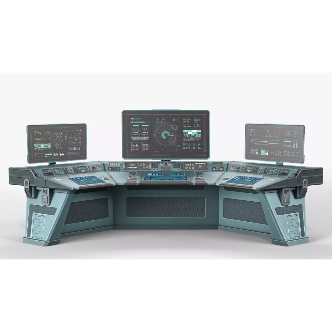 Sci-Fi Control Console 3D Model – Low Poly Command Desk, Game Ready - View 4