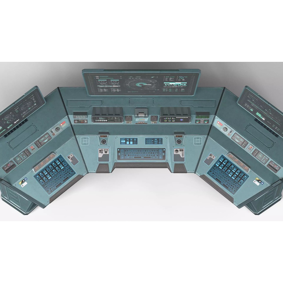 Sci-Fi Control Console 3D Model – Low Poly Command Desk, Game Ready - View 6