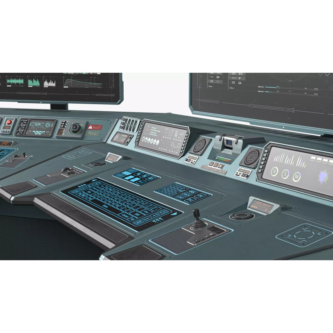 Sci-Fi Control Console 3D Model – Low Poly Command Desk, Game Ready - View 7