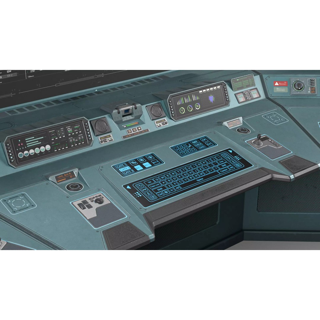 Sci-Fi Control Console 3D Model – Low Poly Command Desk, Game Ready - View 9