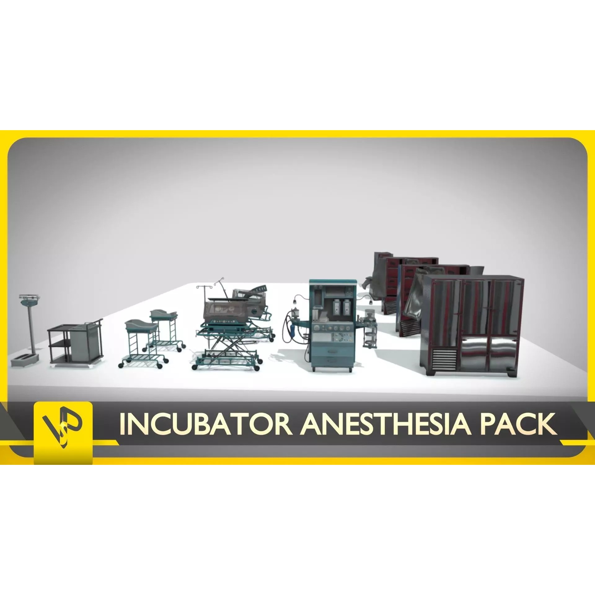 Incubator Anesthesia Pack - Low-Poly Game-Ready 3D Model - View 2