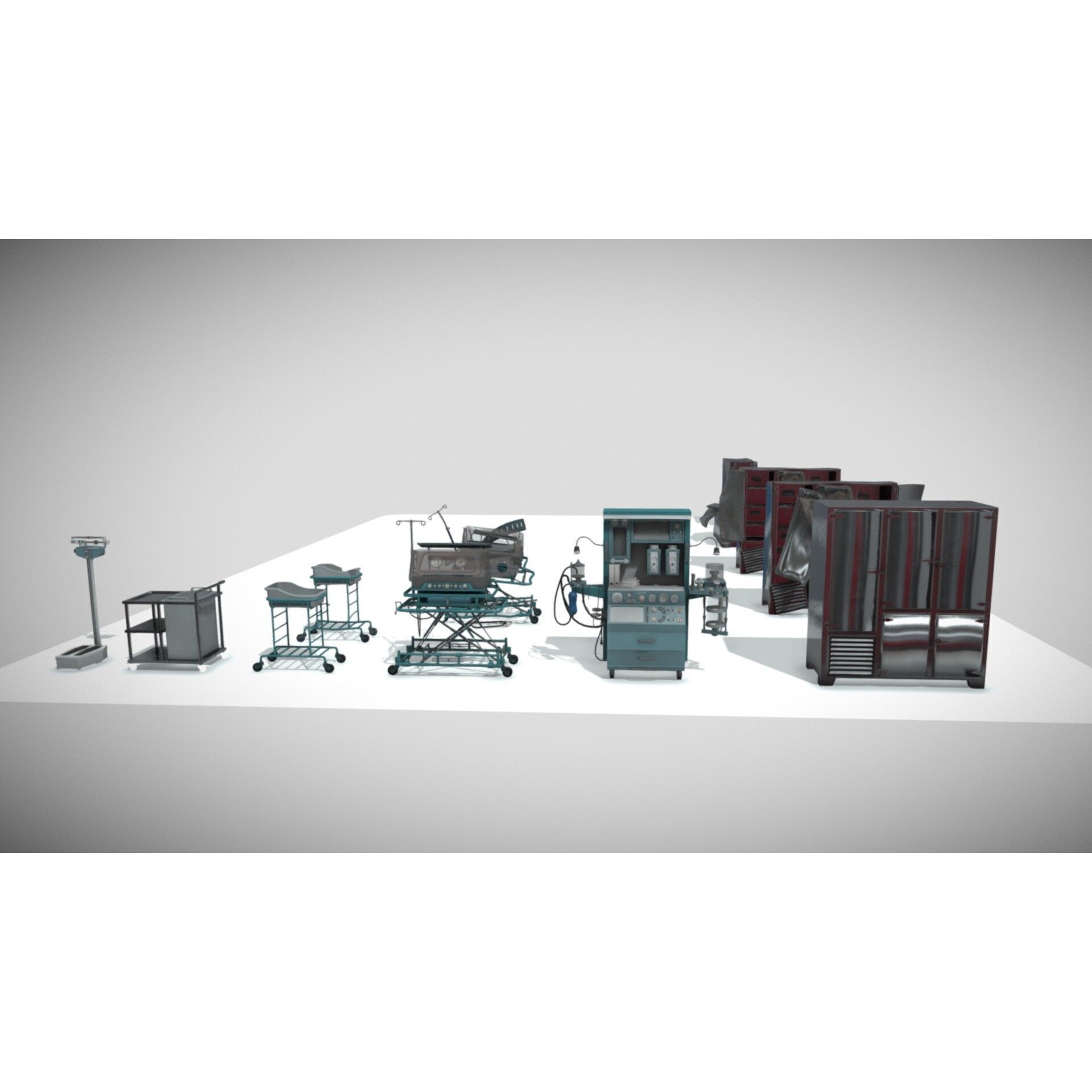 Incubator Anesthesia Pack - Low-Poly Game-Ready 3D Model - View 3
