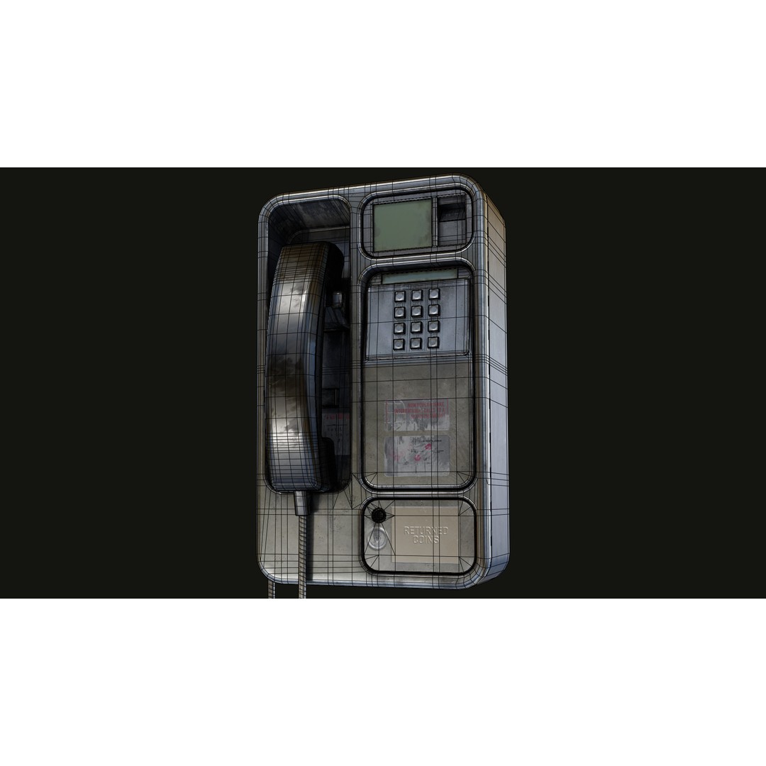 Realistic Payphone 3D Model – Low Poly Game-Ready Asset, FBX, OBJ - View 10