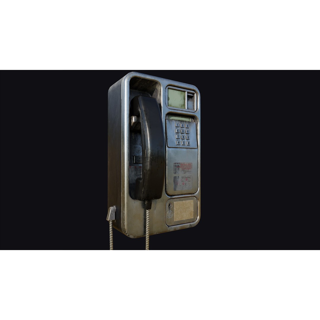 Realistic Payphone 3D Model – Low Poly Game-Ready Asset, FBX, OBJ - View 5