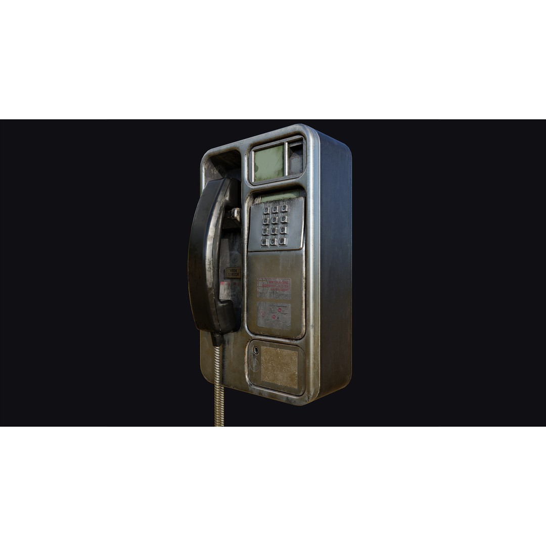 Realistic Payphone 3D Model – Low Poly Game-Ready Asset, FBX, OBJ - View 6