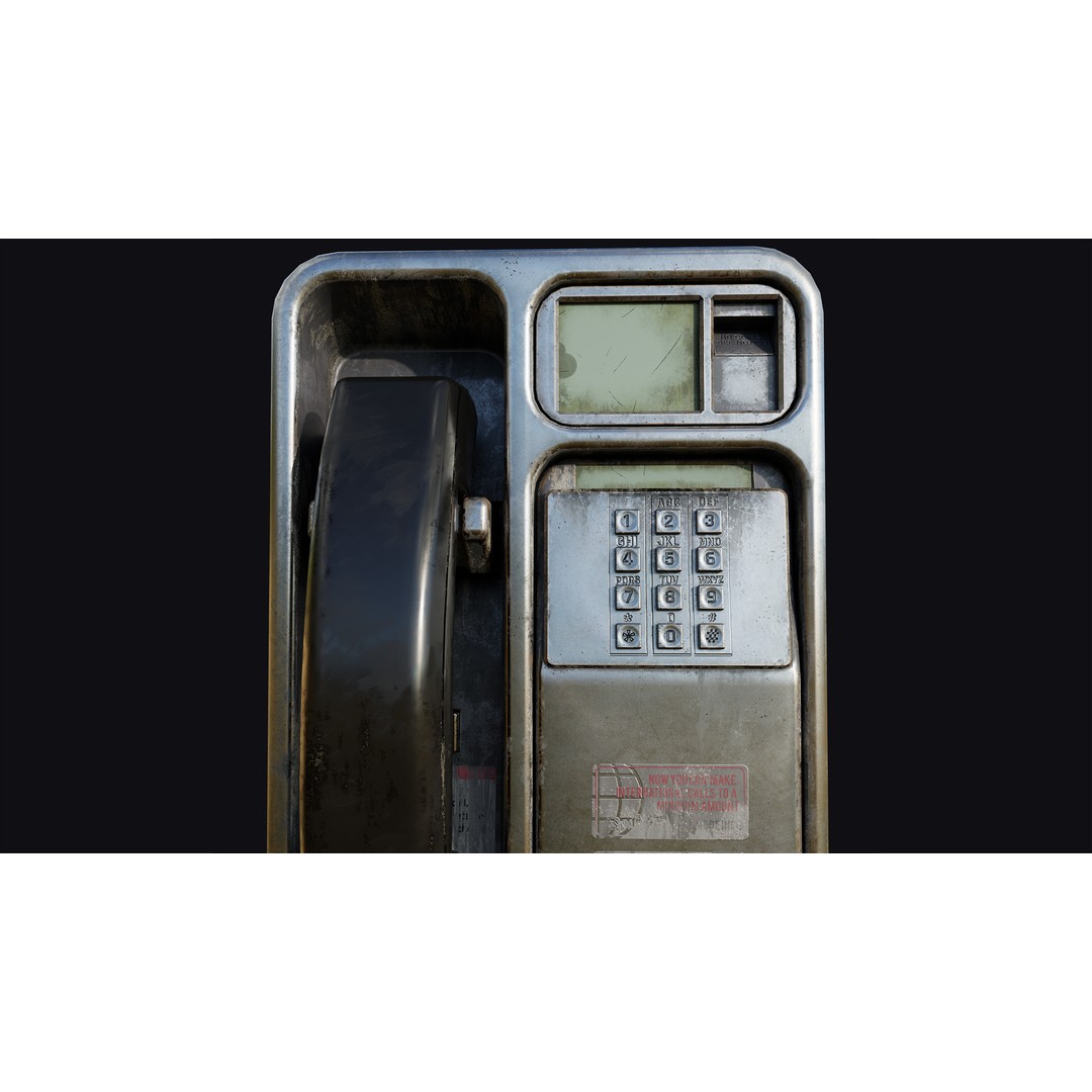 Realistic Payphone 3D Model – Low Poly Game-Ready Asset, FBX, OBJ - View 7