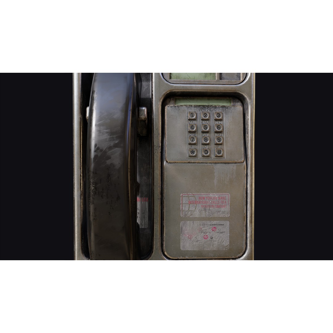 Realistic Payphone 3D Model – Low Poly Game-Ready Asset, FBX, OBJ - View 8