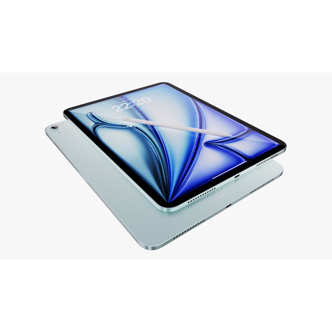 Apple iPad Air 3D Model – Detailed Blue M2 Collection, PBR Textures - View 11