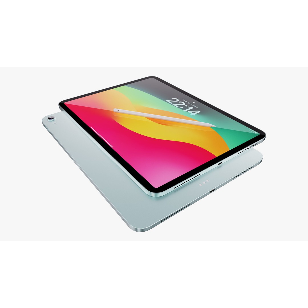Apple iPad Air 3D Model – Detailed Blue M2 Collection, PBR Textures - View 13