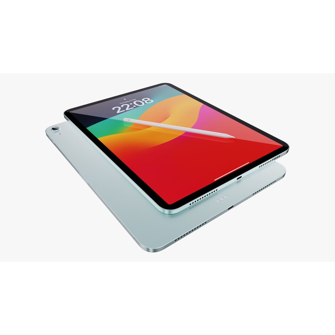 Apple iPad Air 3D Model – Detailed Blue M2 Collection, PBR Textures - View 15