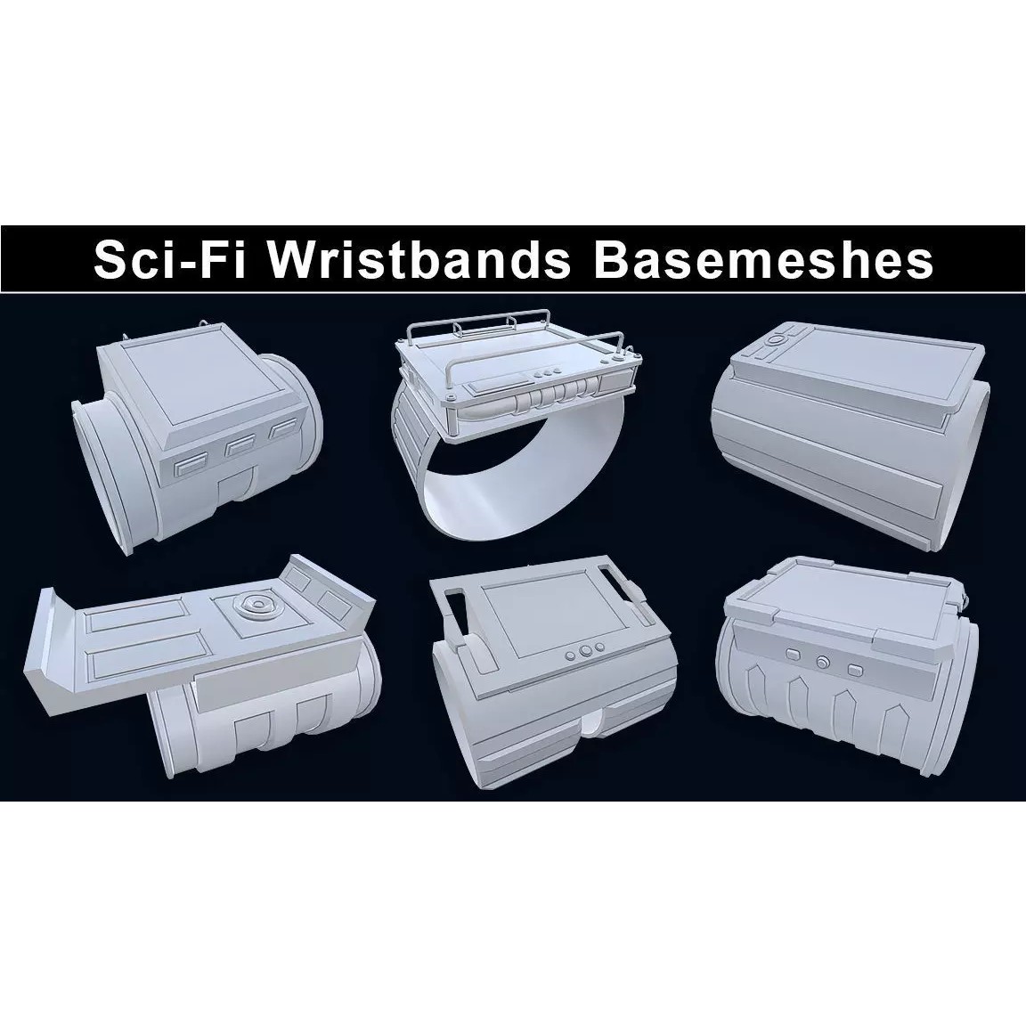 Sci-Fi Wristband Base Mesh - Game-Ready 3D Model - View 2