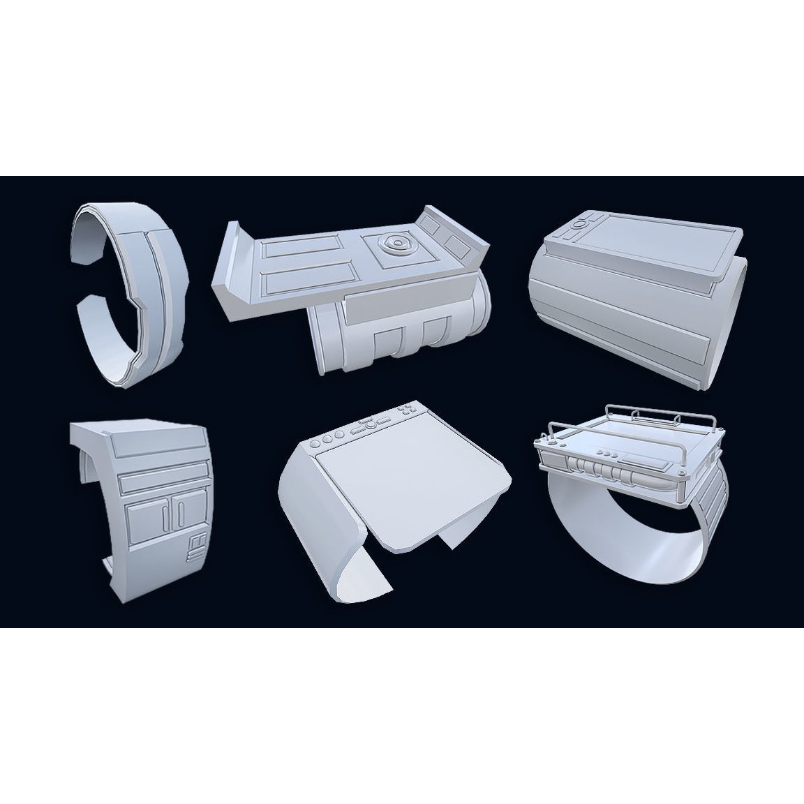Sci-Fi Wristband Base Mesh - Game-Ready 3D Model - View 21