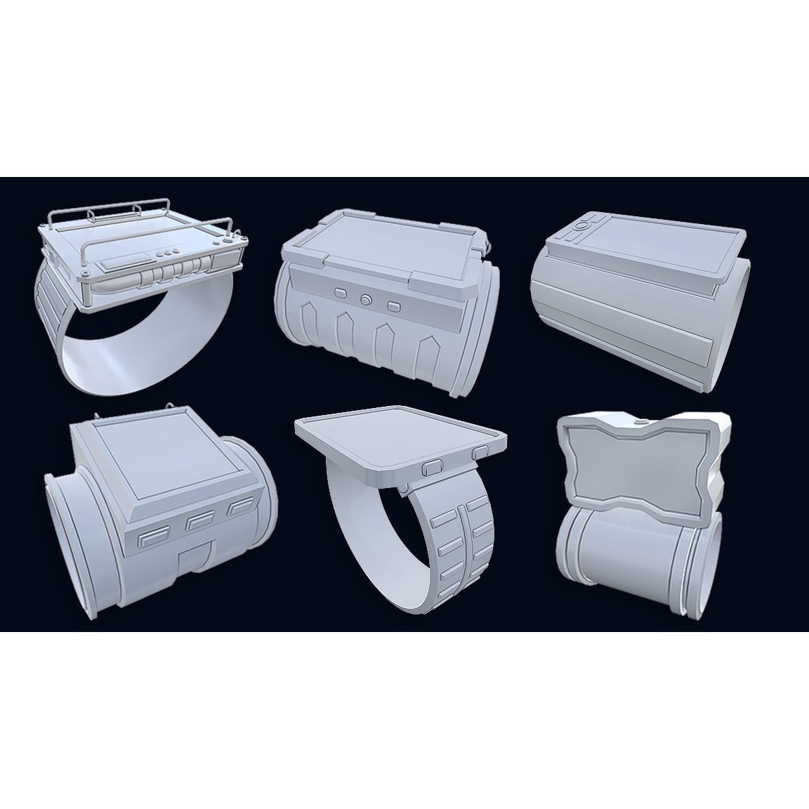 Sci-Fi Wristband Base Mesh - Game-Ready 3D Model - View 23