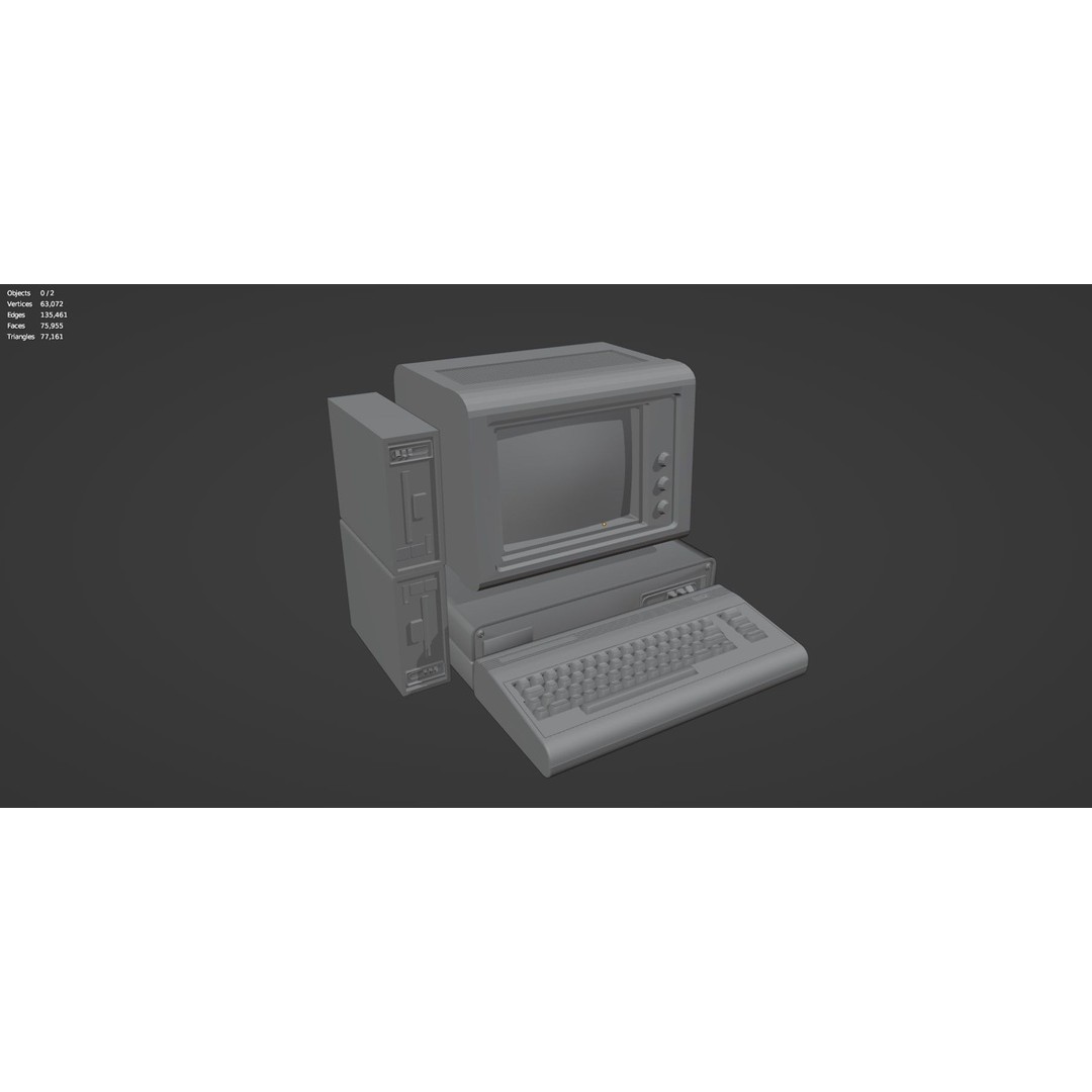 Vintage Retro Computer 3D Model – PBR Textures, FBX, OBJ - View 17