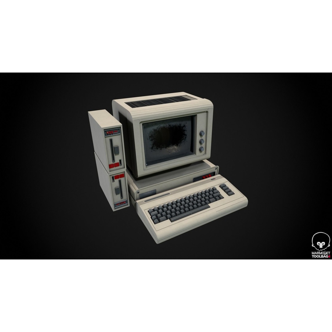 Vintage Retro Computer 3D Model – PBR Textures, FBX, OBJ - View 3