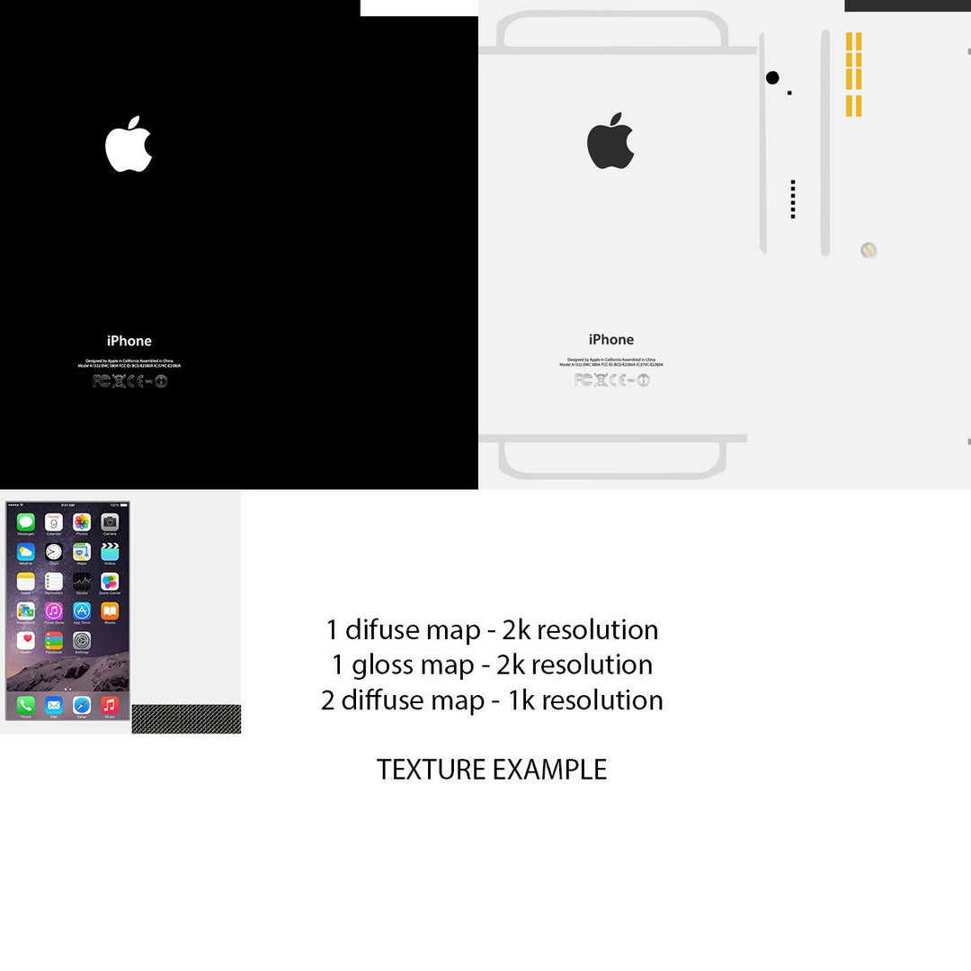 Apple iPhone 6 Plus 3D Model – Low Poly Game-Ready Asset, FBX, OBJ - View 34