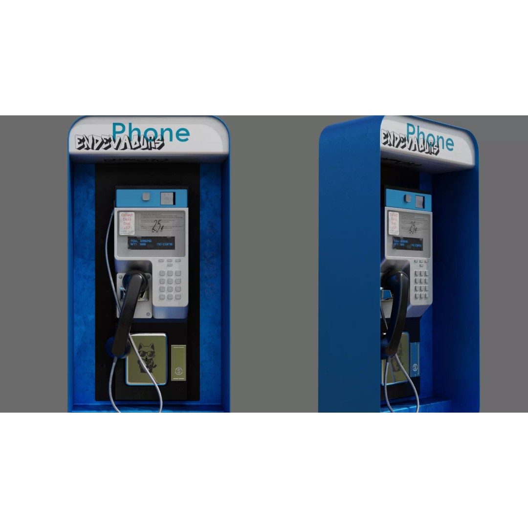 Payphone 3D Model – Low Poly Architectural Street Asset, FBX - View 2