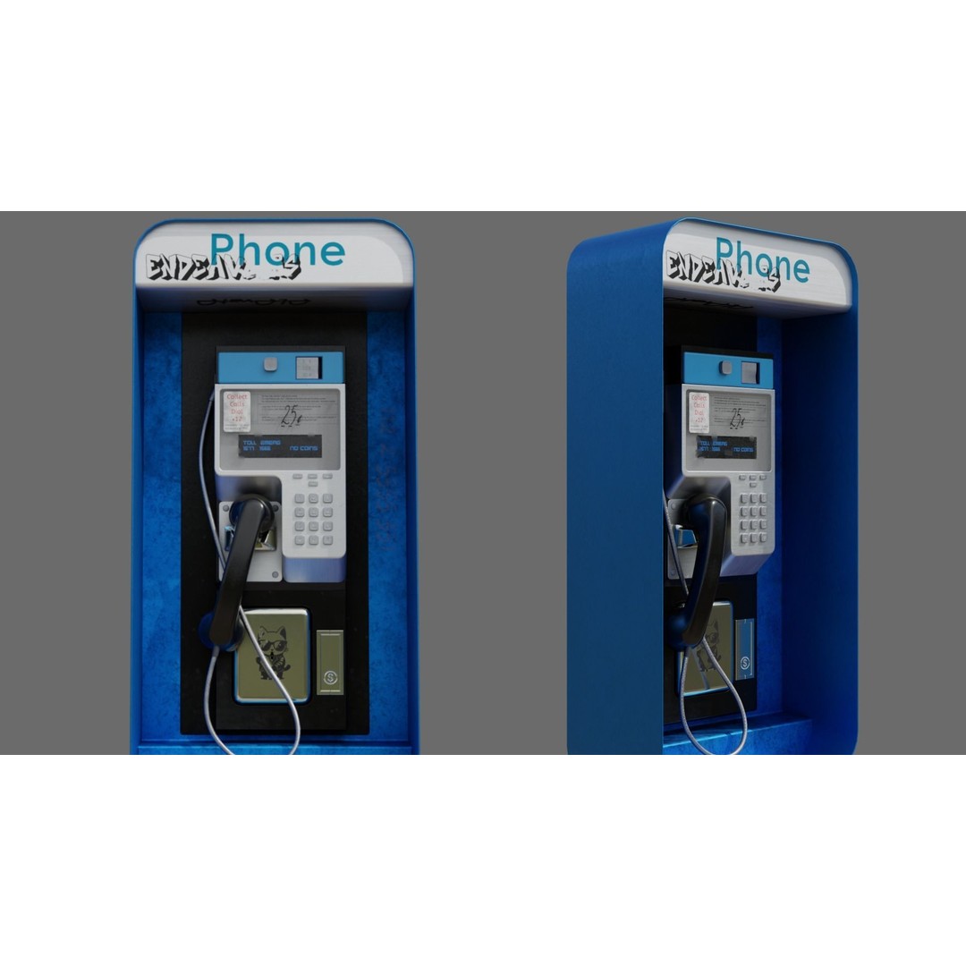 Payphone 3D Model – Low Poly Architectural Street Asset, FBX - View 3