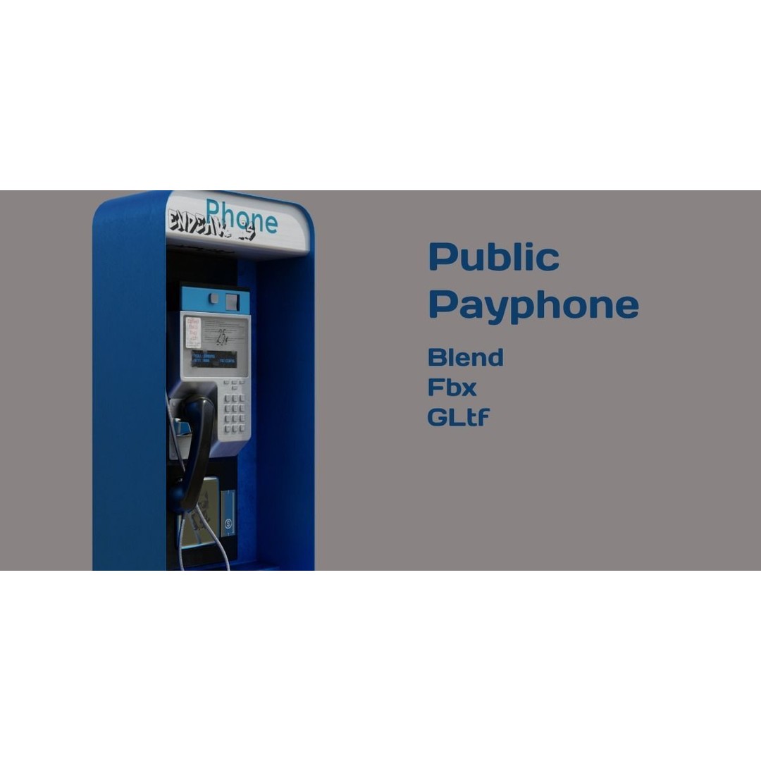 Payphone 3D Model – Low Poly Architectural Street Asset, FBX - View 6