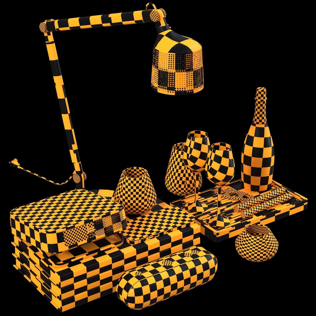 Movie Night Decorative Set 3D Model – High Detail Interior Asset, FBX, OBJ - View 12
