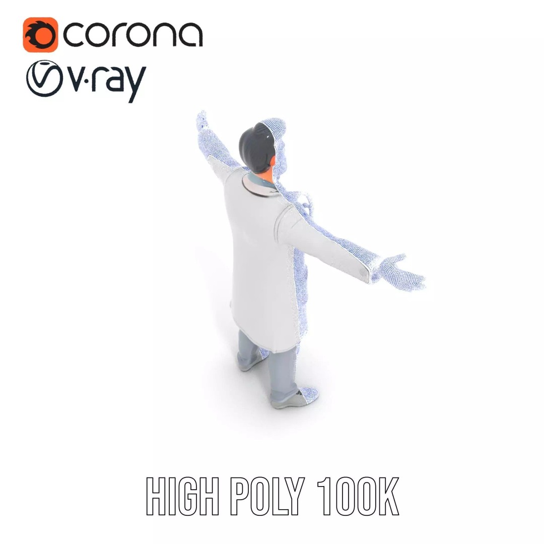 Animated Doctor Character 3D Model – Low Poly Rigged Asset, FBX