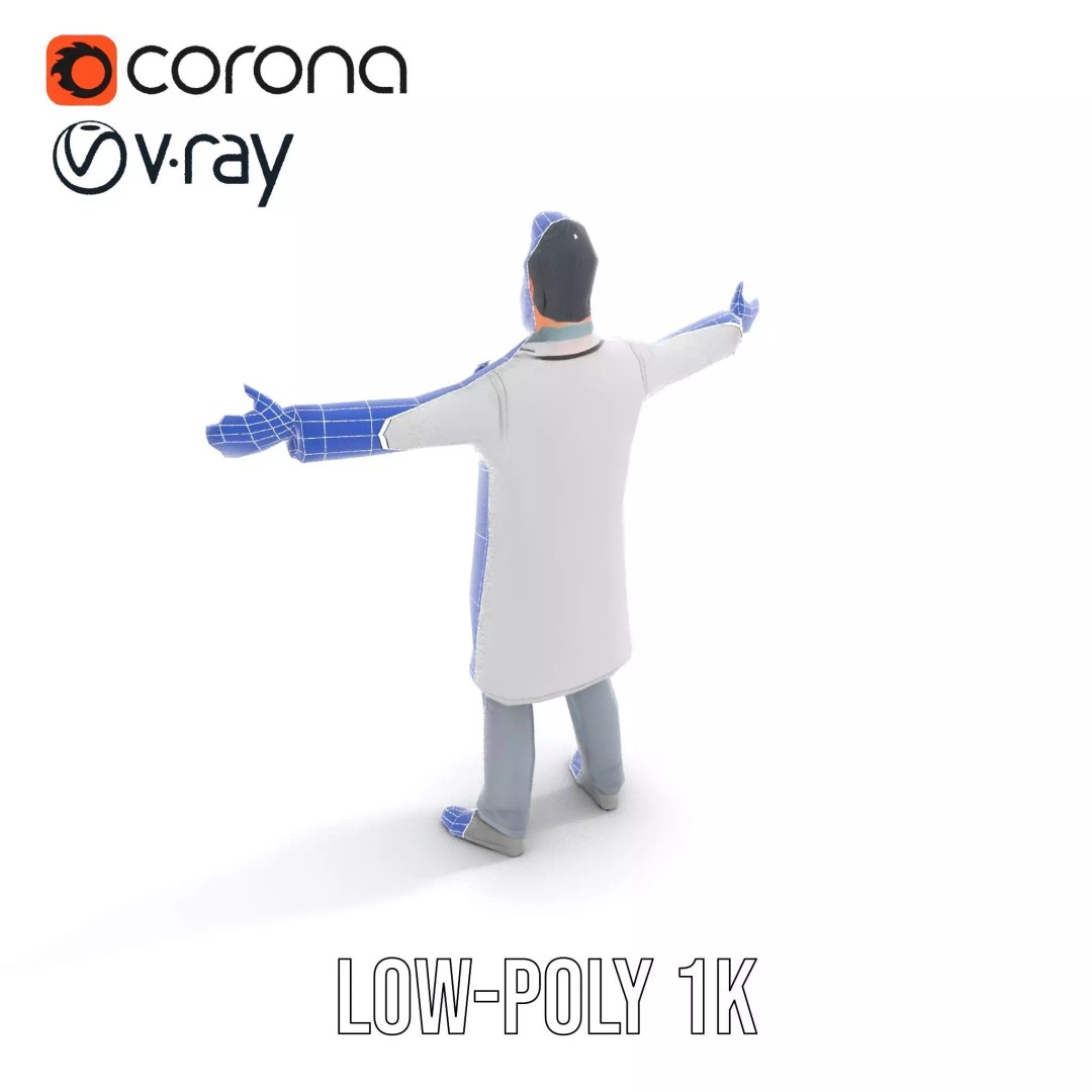 Animated Doctor Character 3D Model – Low Poly Rigged Asset, FBX - View 10