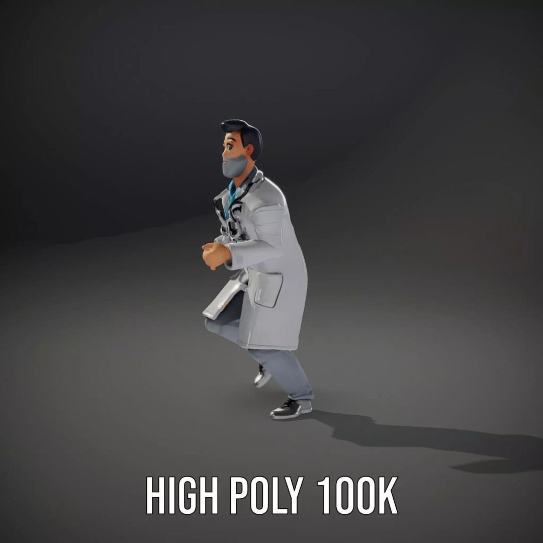 Animated Doctor Character 3D Model – Low Poly Rigged Asset, FBX - View 11