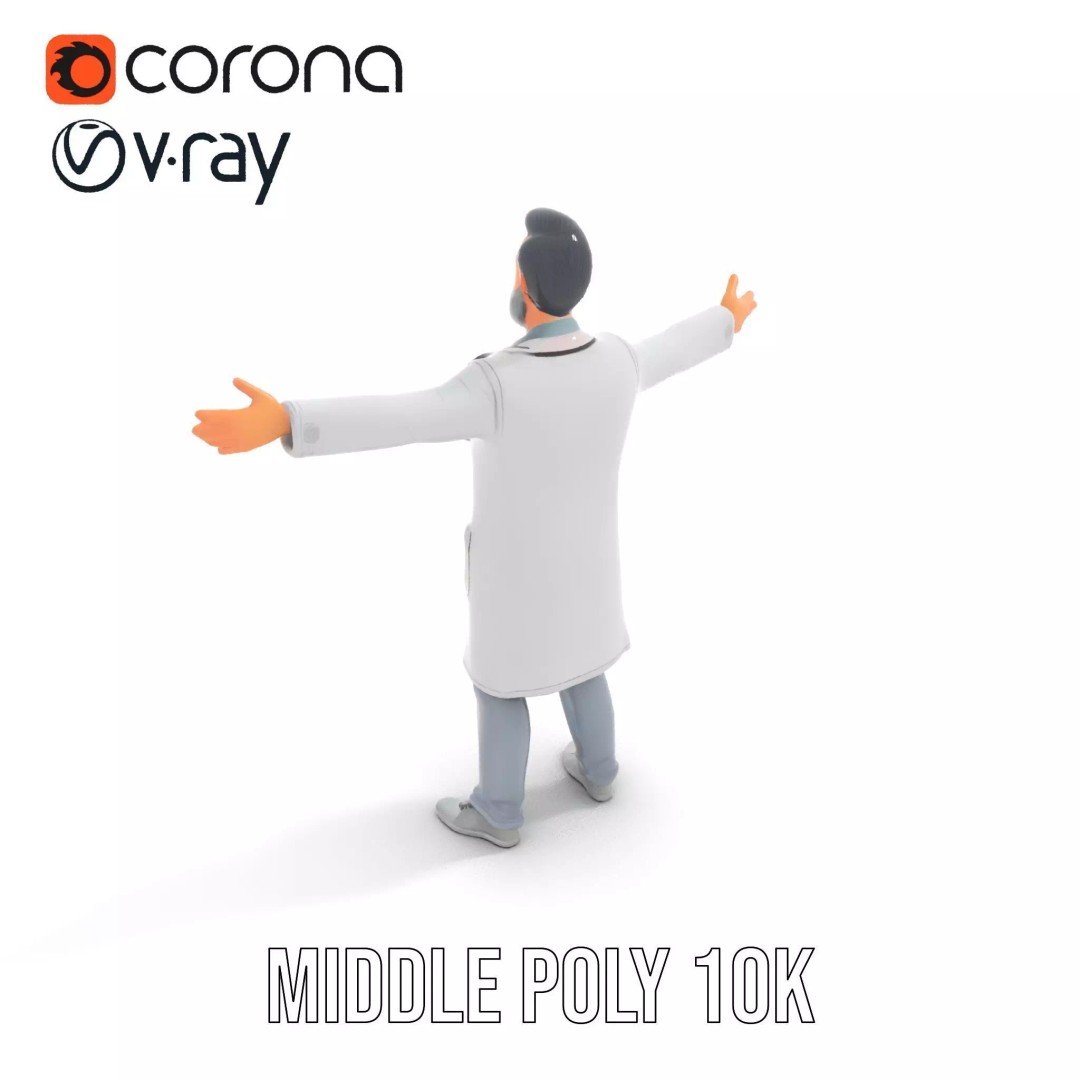 Animated Doctor Character 3D Model – Low Poly Rigged Asset, FBX - View 12