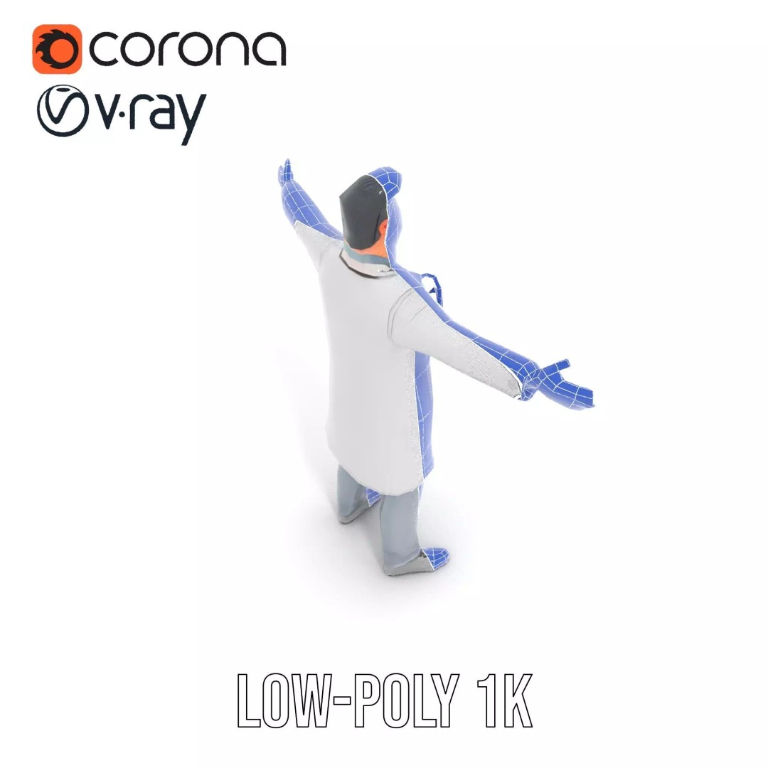 Animated Doctor Character 3D Model – Low Poly Rigged Asset, FBX - View 13