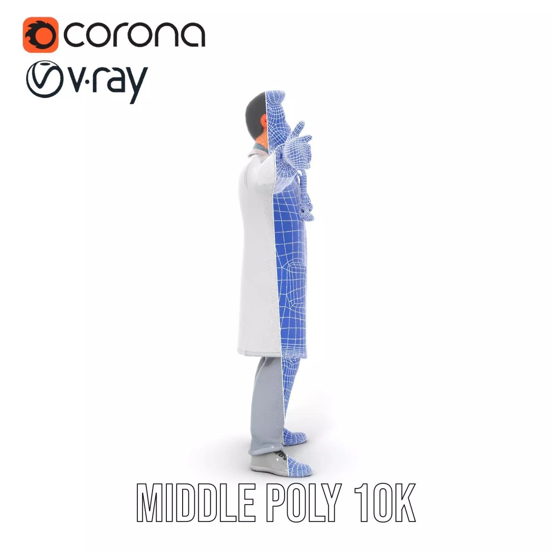 Animated Doctor Character 3D Model – Low Poly Rigged Asset, FBX - View 17