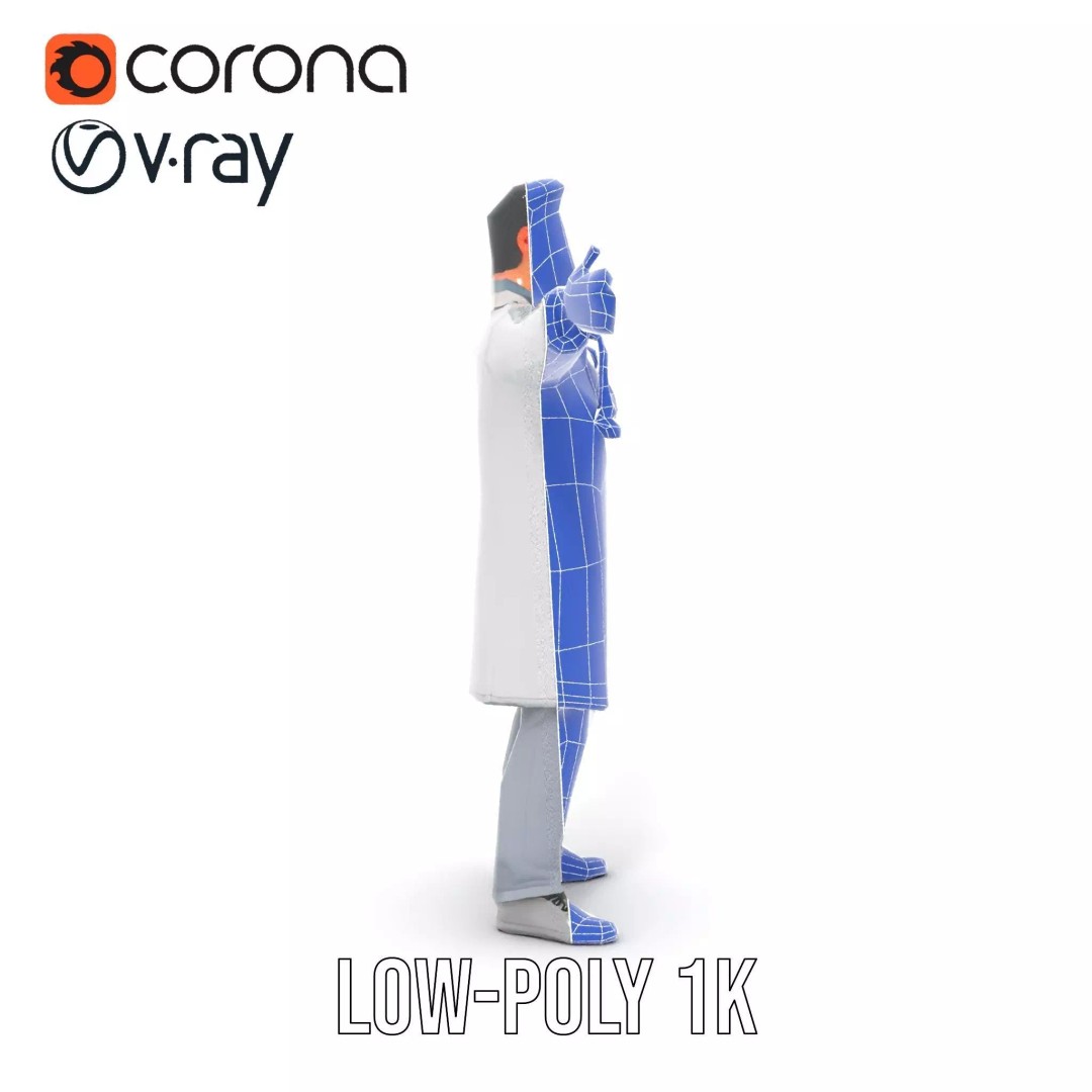 Animated Doctor Character 3D Model – Low Poly Rigged Asset, FBX - View 18