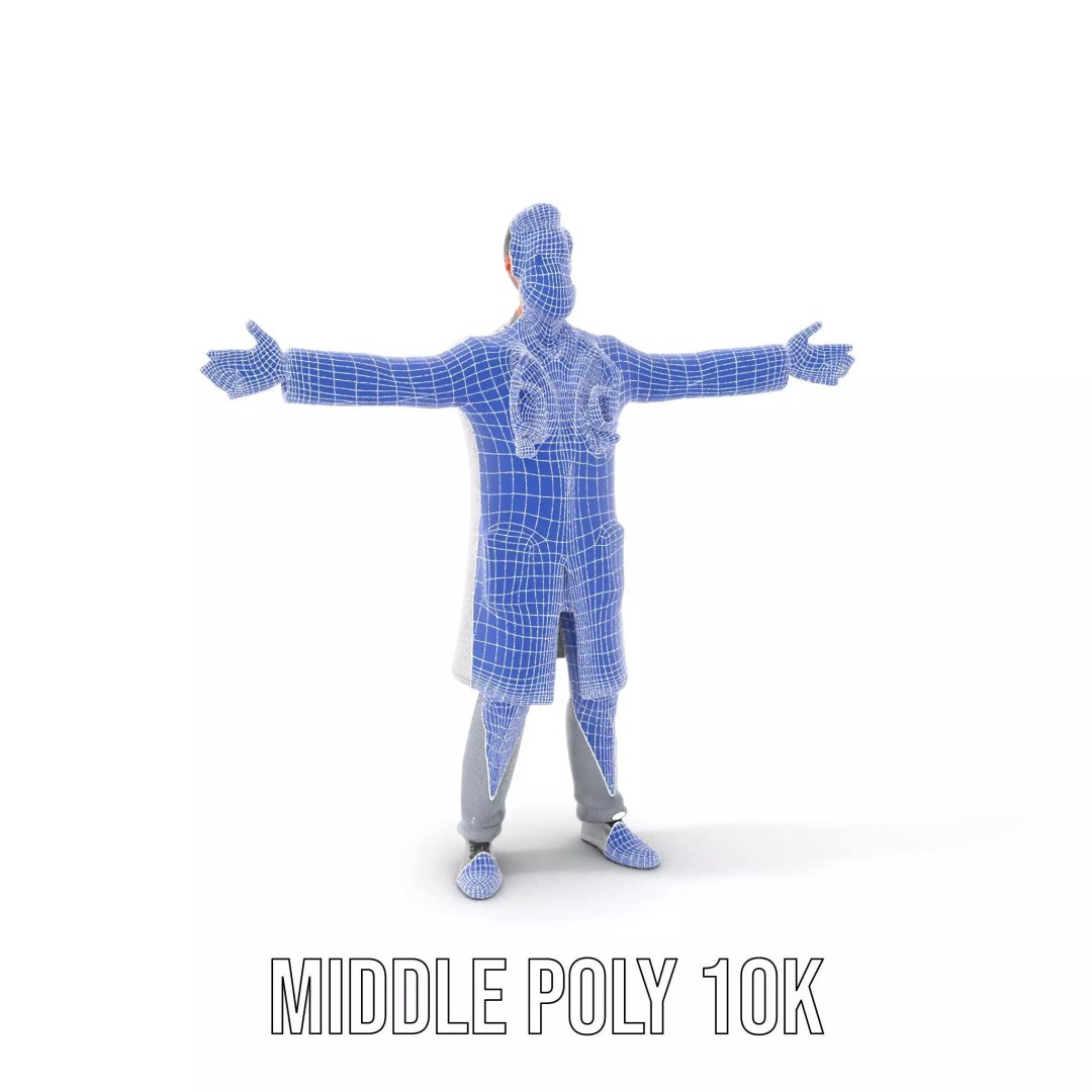 Animated Doctor Character 3D Model – Low Poly Rigged Asset, FBX - View 19