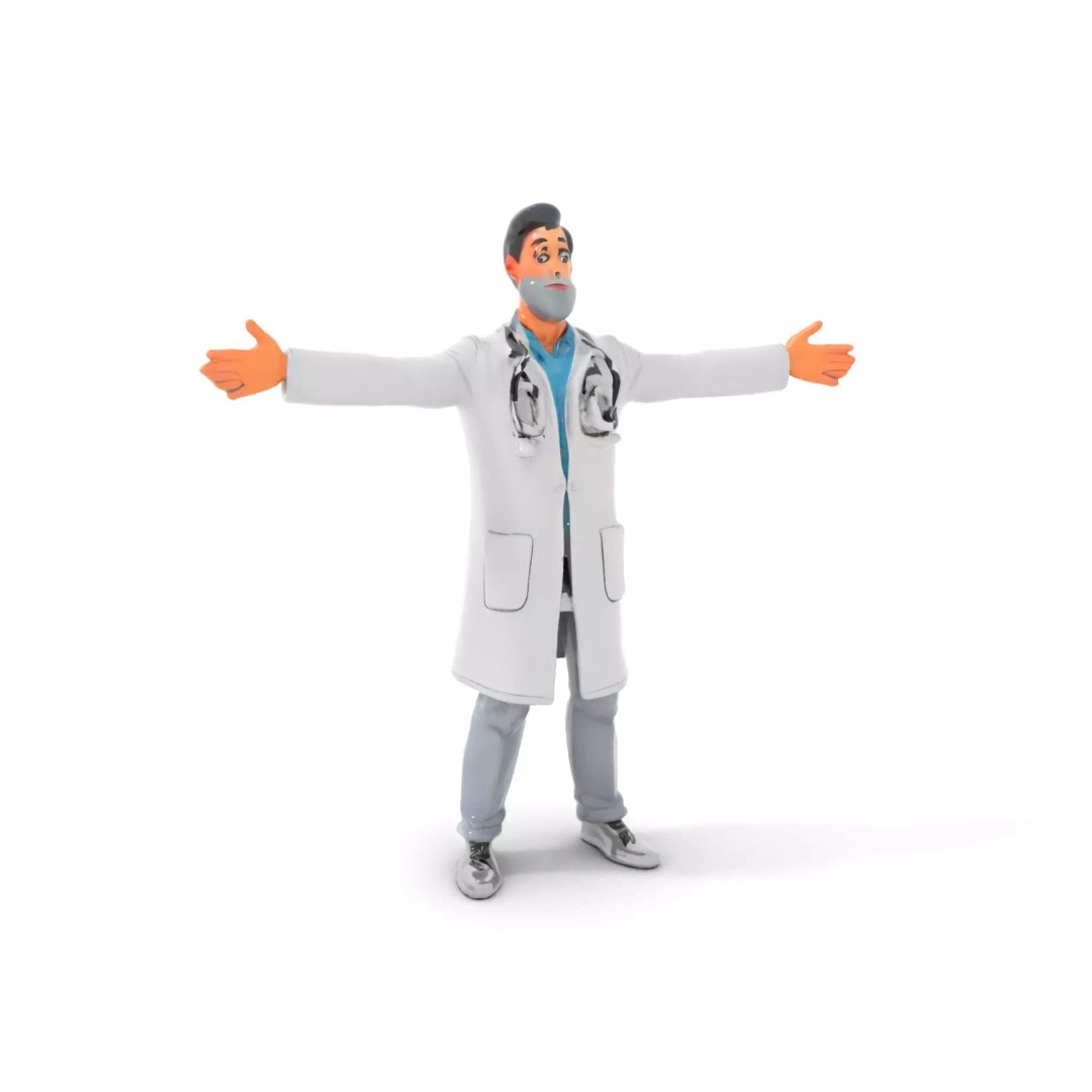 Animated Doctor Character 3D Model – Low Poly Rigged Asset, FBX - View 2