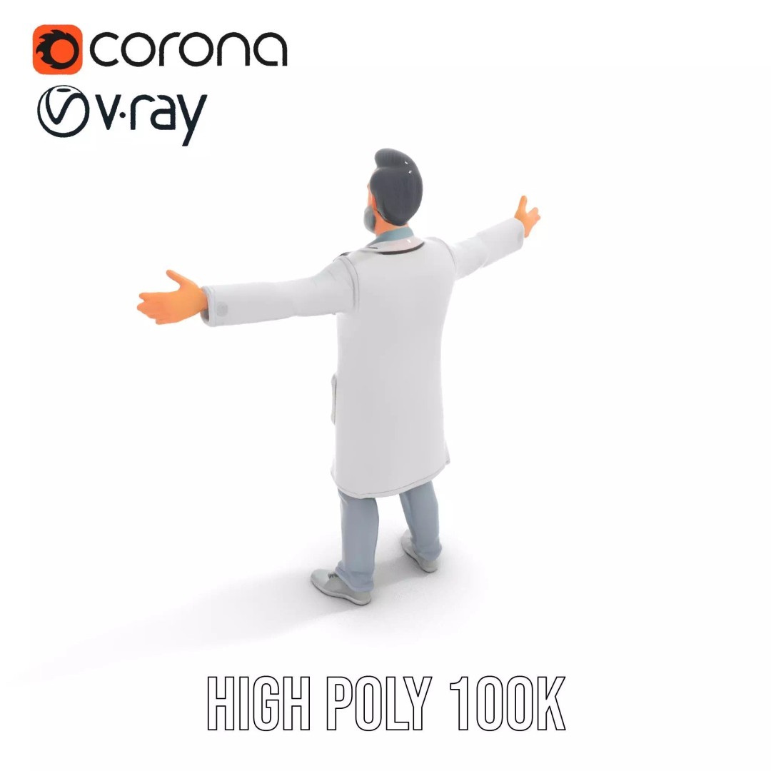 Animated Doctor Character 3D Model – Low Poly Rigged Asset, FBX - View 21