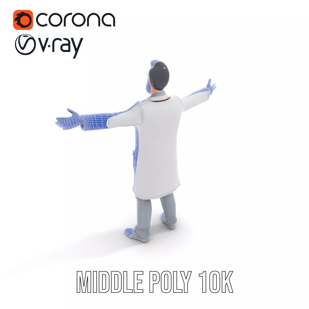 Animated Doctor Character 3D Model – Low Poly Rigged Asset, FBX - View 22